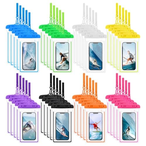 40 Pack Universal Waterproof Phone Pouch, Multicolor Waterproof Case Comp Compatible with iPhone 15 14 13 Pro Max XS Plus, Waterproof Phone Case Dry Bag with Phone Lanyard, Waterproof Phone Pouch Bluk