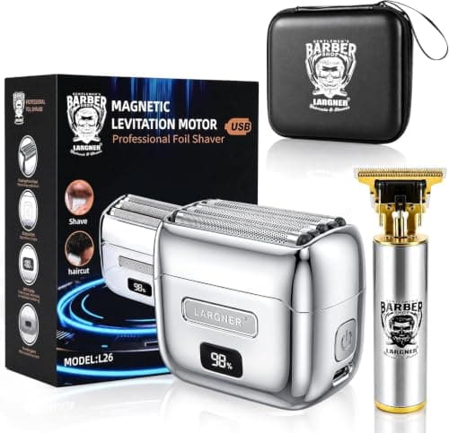 Foil Shaver Full Metal Body Upgraded 5 Floating Blades 14000 RPM Magnetic Levitation Motor Electric Foil Shaver Razor for Men,IPX7 Waterproof Wet/Dry,Pocket-Size Razor for Travel with Trimmer