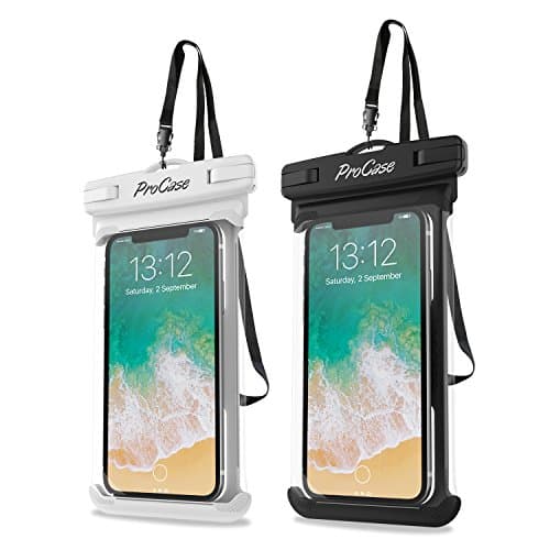 ProCase 2 Pack Waterproof Phone Pouch, Underwater Case phone sleeve for iPhone 17 Air 16 15 14 Plus Pro Max 13 12, Galaxy S24 Ultra S23 S22 Up to 7.0 inch, Cruise Beach Essentia -White/Black