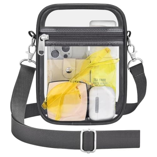 Slumou Clear Bag for Stadium Events - Sports Messanger Bag Small Mini Clear Purse for Fan, Concert, Work, Travel (Charcoal Gray-S)