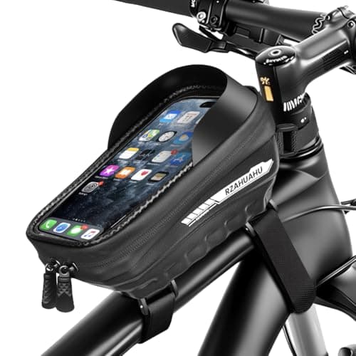 flintronic Waterproof Bike Frame Bag, Mountain Bike Frame Bag, Bicycle Phone Pouch with Reflective Strip, TPU Screen for Phone up to 7 Inches