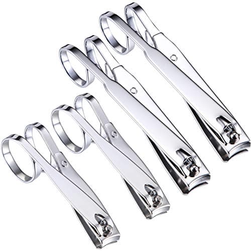4-Pack Long Handle EZ Grip Nail Clippers Set - Sharp Stainless Steel Fingernail Toenail Trimmers for Men Women Travel Kit
