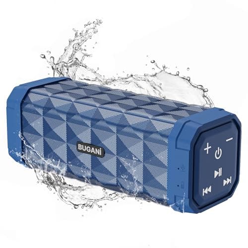 BUGANI Bluetooth Speaker,Portable Wireless Speaker,Louder Volume,Stereo Sound,24H Playtime, Bluetooth 5.4,100ft Wireless Range,Built-in Mic,IPX5 Waterproof Speakers for Home,Outdoor,Travel (Blue)