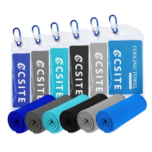 CSITE 6 Pack Cooling Towels (120x30cm) for Neck and Face, Ice Towel for Hot Weather, Soft Breathable Chilly Gym Towels, Microfiber Towel for Work Out, Yoga, Running, Camping & More Activities