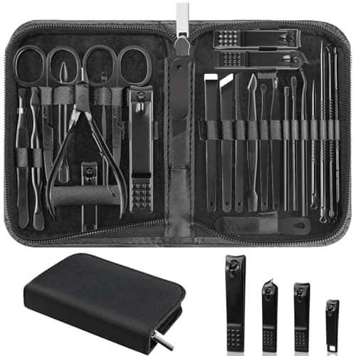 26Pcs Manicure Set Pedicure Kit for Men Women grooming, Black