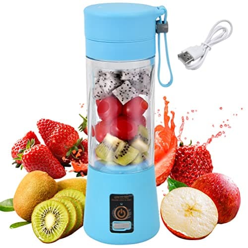 TIMESETL Portable Blender, Personal Blender Portable Juicer Cup Fruit Mixer USB Charger Mini Juice Blenders for Smoothies and Shakes,with 6 Power Blades Travel Blenders for Travel Gym Outdoor