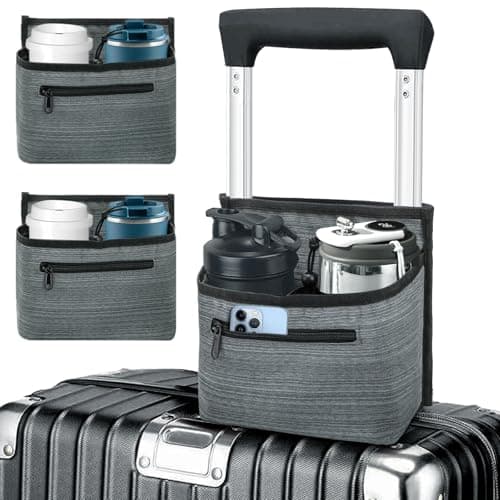 WRINGKIT 2 Pack Luggage Cup Holder for Suitcases, Free Hand Drink Carrier