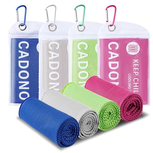 CADONO 4 Pack Microfiber Cooling Towels (40"x12") - Stay Cool & Dry During Yoga, Sports, Gym, Camping & More. Instant Cooling for Neck & Face, Quick-Drying & Sweat Absorbent