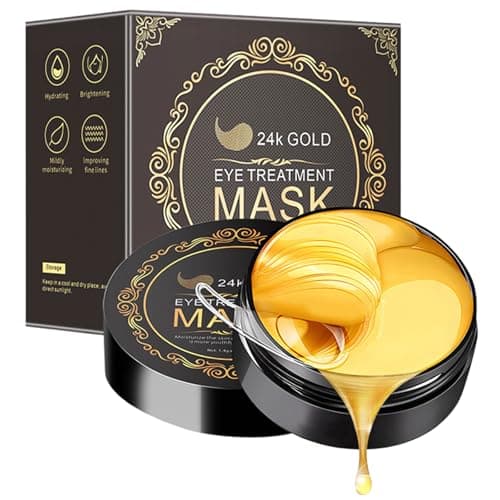 60pcs Under Eye Mask, 24K Gold Eye Mask, Collagen Hydrating Gel Pads, Reducing Dark Circles, Moisturizing, Puffiness and Eyes Bags, Anti-Wrinkle, Hydrating
