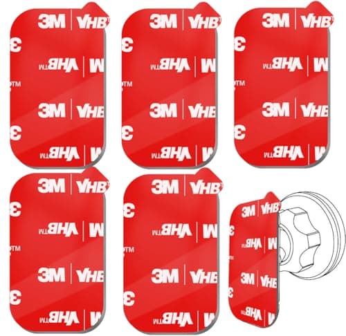 volport Double-Sided Sticky Adhesive Pads for Dashboard Magnetic Car Phone Holder Base, Heat Resistant Rectangle Extra Strong Mounting Tape Replacement Sticker for Magnet Car Mount, 5 Pack