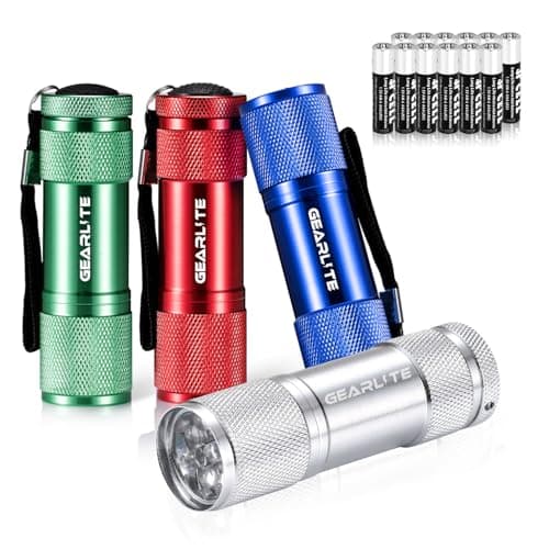 GEARLITE Small LED Torch, 4 Pack Small Torches LED Super Bright with 9 LEDs