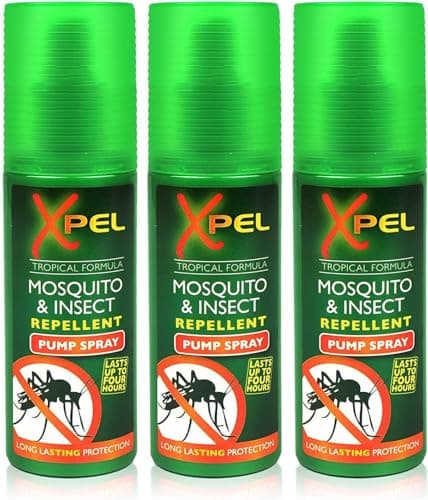 3 x Xpel Mosquito Insect Fly Bite Tropical Formula Pump, 70ml Ultimate Insect Bite Repellent Spray | Fast & Effective Mosquito & Fly Repellent