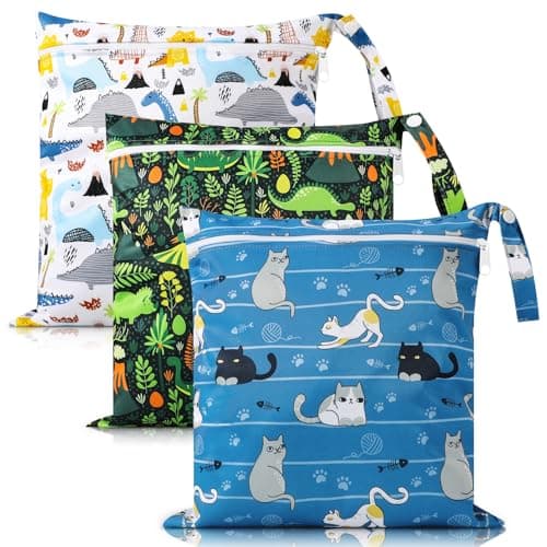 GSrenyu 3 Pcs Wet Bag Waterproof Wet Dry Bags, Reusable Nappy Bag Organiser