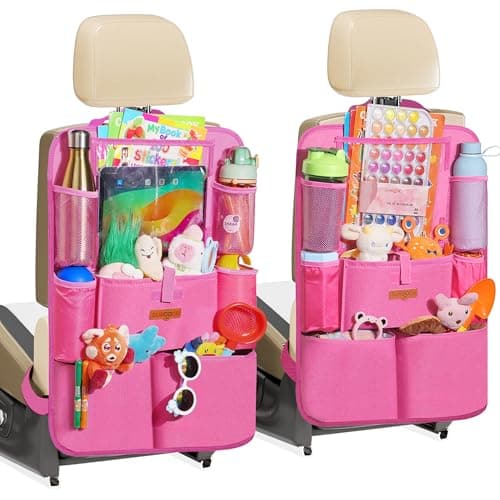 SURDOCA UPGRADED Car Seat Organiser for up to 11-inch Tablet Holder, 8 Pockets, Kids Toy Storage, Water Proof Back Seat Protector for Kids