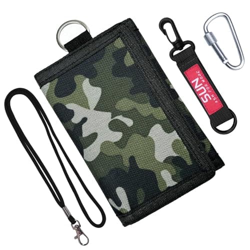 Bogoro Camouflage Wallet Travel Card Holder Wallet Three Door Slim Wallet Rfid Kids Sports Canvas Coin Purse for Kids, Boys and Girls, Army Grey, 12 x 8 x 1 cm, Modern