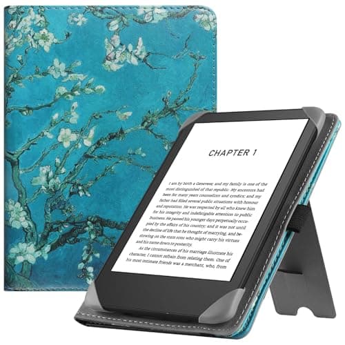 HGWALP Universal Stand Case for 6/6.8/7 inch paperwhite, PU Leather Stand Cover with Handstrap Compatible with 6" 6.8" 7" Paperwhite/Colorsoft/Kobo/Pocketook/Sony eReaders-(Apricot Flower)