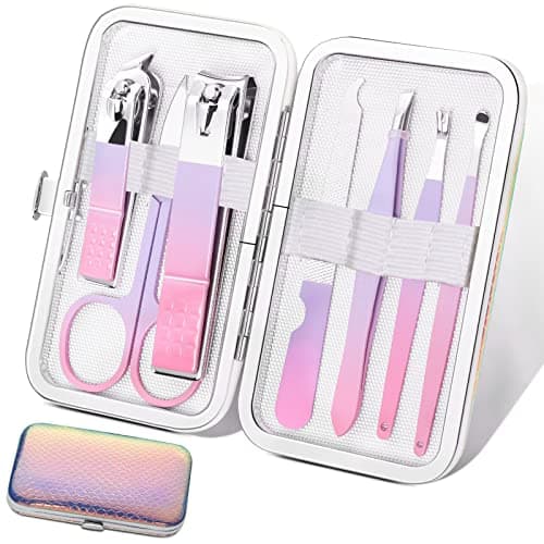 Manicure Set Women Nail Clippers Set Fashion Nail Care Tools, Professional Stainless Steel Pedicure Manicure Set with Travel Leather Girls Grooming Kits