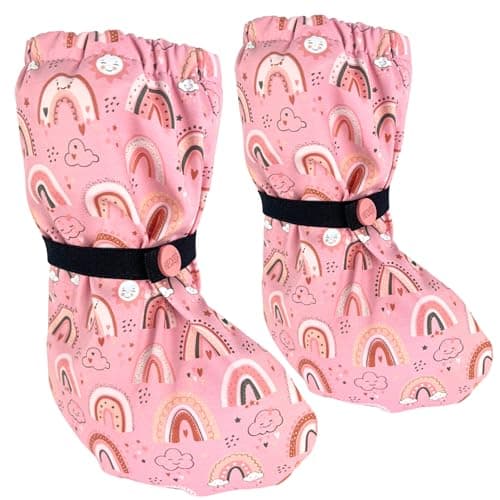 HECKBO Baby rain Booties 18-24 Months - Waterproof with Fleece Lining - Rainbow - Outdoor mud Shoes for Babies & Toddlers