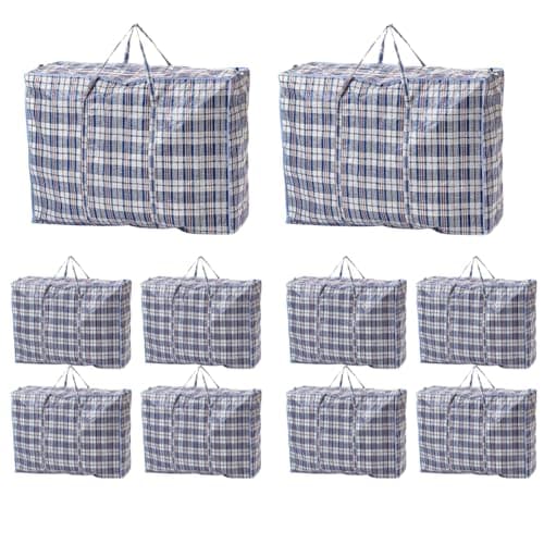 10 PACK VIROSA Extra Value Large Strong and Durable Laundry Bags 60 X 50CM | Ideal for Laundry/Moving House/Shopping/Storage | Reusable Jumbo Zip Bags (One Size, 10, count)