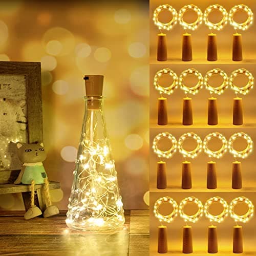 Vicloon 12 Pack Bottle Lights, String Lights Wine with Cork, 2M 20 LEDs Copper Wire Battery Operated Warm White Lights DIY Decoration for Parties, Wedding, Outdoor(Battery Box Upgrade Design)