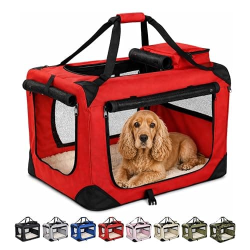 Floofy Friends Soft-Sided Dog Travel Crate - Foldable, Breathable Pet Carrier for Small Dogs & Cats, Ideal for Car Travel & Home Use