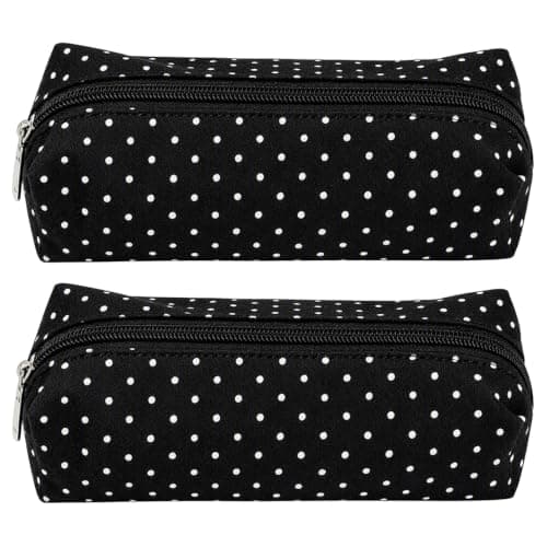 Polka Dot Multi Compartment Pencil Case, Canvas Stationery Storage Pouch