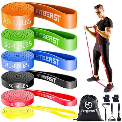 FitBeast Resistance Bands Set, Exercise & Pull Up Bands with Gloves & Door Anchor for Strength Training, Home Workouts
