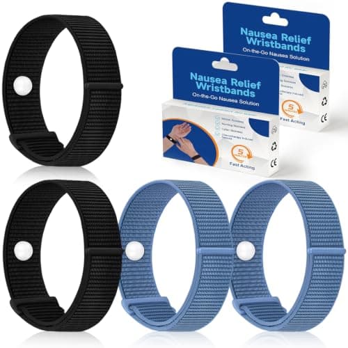 2 Pair Nylon Travel Sickness Bands for Motion & Morning Sickness Adult Kid