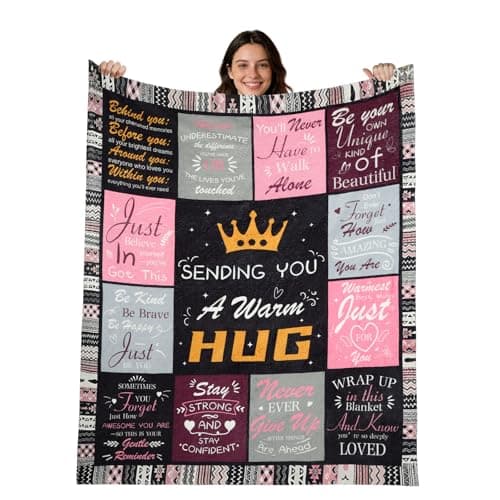 Vicloon Flannel Blanket Gifts, 150x130cm Hug Gifts Blanket, Funny Birthday Blankets, Soft Throw Gift Blankets with Heartfelt Quotes, Friendship Feel Better Present for Birthday,Christmas,Graduation