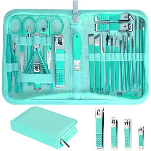 26Pcs Manicure Set Pedicure Kit for Women grooming, Turquoise