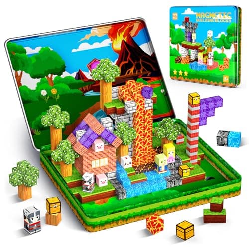 Wootoyz 99 Pcs Magnetic Blocks, Toys for 3-6 Year Old Boys Travel Magnetic Tiles Set Stocking Fillers Kids 3 4 5 6 Year Old Boy Girl Gifts Plane Activities for Kids
