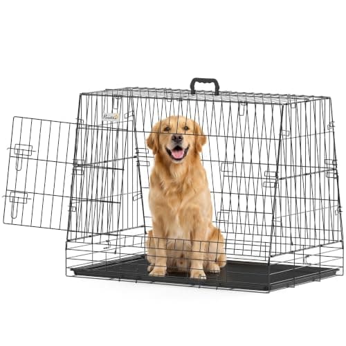 PawHut 35"(90 cm) Car Dog Crate Slanted Collapsible 90L x 58W x 69H cm