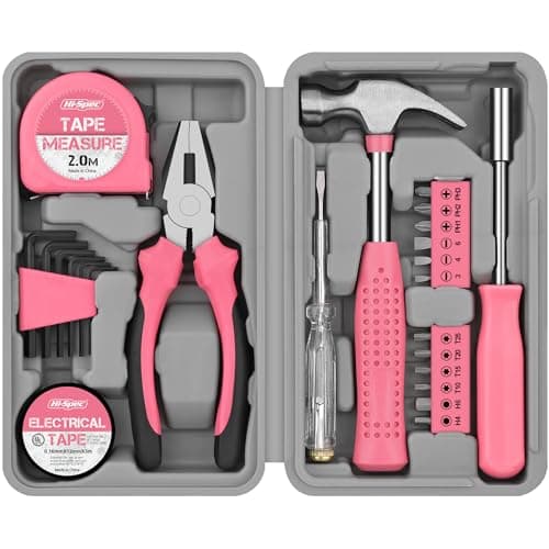 Hi-Spec Pink Small Tool Kit Set for Home DIY, Repairs & Crafts