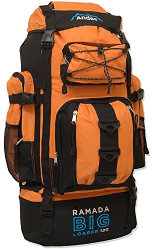 Andes Bright Orange Ramada 120L Extra Large Hiking Camping Backpack/Rucksack Luggage Bag