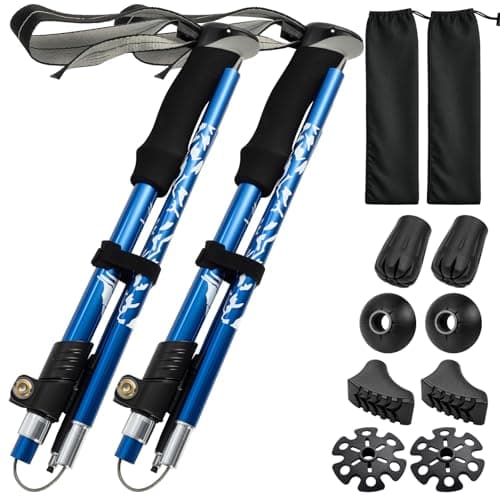 GREENSAPPIRE Walking Poles, 2 Pack Lightweight Collapsible Trekking Poles, Adjustable Hiking Sticks 108–130 cm, 7075 Aluminum with EVA Foam Grip & Padded Wrist Straps for Hiking, Camping & Backpacking