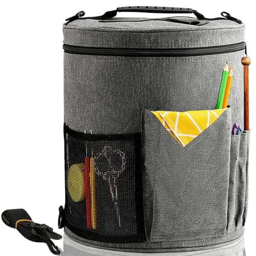 Lighterday Portable Craft Bag for Knitting & Crochet Accessories, Wool & Yarn Storage (Grey)