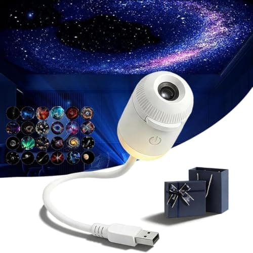 Multi-Theme Galaxy Projection Night Light, USB Plug & Play Star Lamp, 360° Adjustable Touch Dimmable Mini Projector for Home Travel Festival Gift