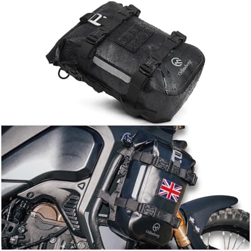 Odinsberg 7L Waterproof Motorcycle Tail Bag Motorbike Storage Crash Bar Bags Motorcycle Panniers Saddle Bags Backpack Dry Bag Luggage Rear Seat for Enduro Dual Sport ADV