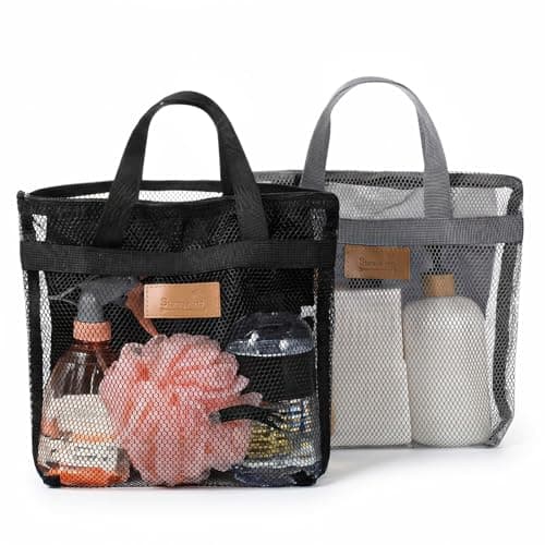 HJZHII 2Pcs Mesh Shower Caddy Bag, Portable Shower Bag