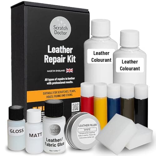 Scratch Doctor Complete Leather Repair Kit Patch, Fill, Repair & Recolour Scratches, Tears, Holes in Leather Furniture, Sofas, Car Seats (Maroon)
