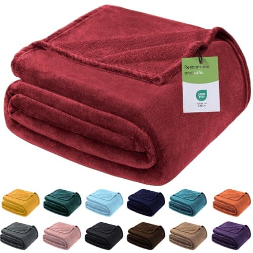 BedLooms Fleece Blanket Burgundy Queen 200x240 cm,Fluffy Reversible Throw