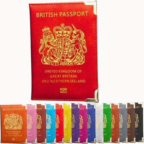 HITHIKA British Passport Holder | UK Passport Wallet | Non EU | PU Leather (Red)
