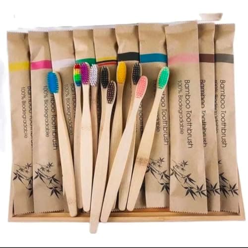 1000x Bamboo Toothbrush Individually Wrapped Bulk Toothbrushes Perfect for Airbnb, Hotels, Travel and More! Eco Friendly Bio Degradable (10)