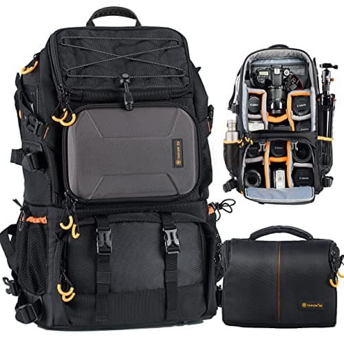 TARION 2 Bags in 1 Large Camera Bag Backpack 27L with 15.6" Laptop Sleeve