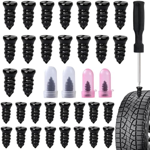 Y.A. LOTUS 33 Pcs Tyre Plug Repair Kit Screws with Screwdriver, Fast Puncture Repair Kit Rubber Nails for Auto Car Motorcycle