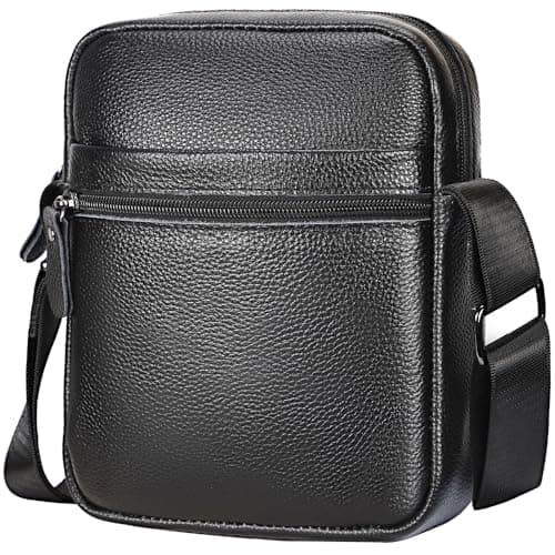 Leathario Shoulder Bag, Genuine Leather Cross Body Bag Men, Small Messenger Bag, Side Sling Bags for Work, Travel, Daily Use