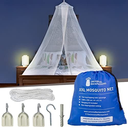 White Mosquito Net for Queen & King-Size Beds – 2-Opening Bed Canopy
