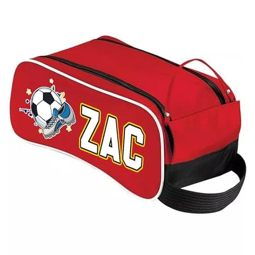 Personalised Footballer Gift, Best Football Player Gift, Football Game Gift, Shoe Bag Football/Golf/Sport Boot/Shoe/Travel Bag. (Red)