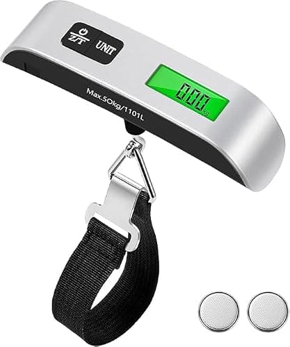 Digital Luggage Scale with Temperature Sensor – 110lb/50kg Capacity, Backlit LCD, Tare Function, Lightweight & Portable - Black