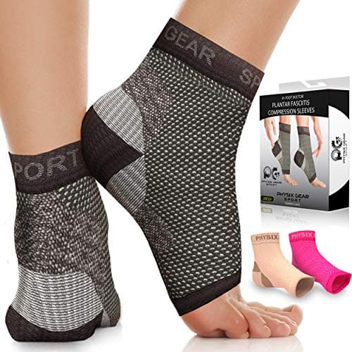 Physix Gear Sport Fascitis Plant Socks, Best Compression Stockings for Men and Women to Relieve Foot Pain Compression Socks Improve Circulation, 1 Pair, L/XL,